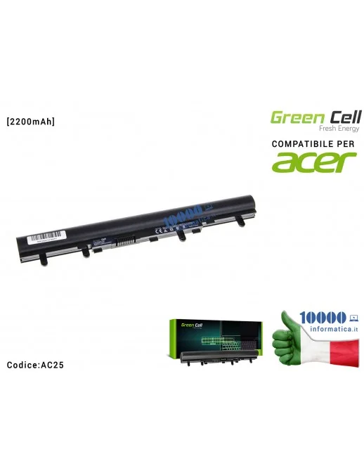 AC25 Batteria AL12A32 Green Cell Compatibile per ACER Aspire E1-522 E1-530 E1-532 E1-570 E1-572 V5-531 [2200mAh]