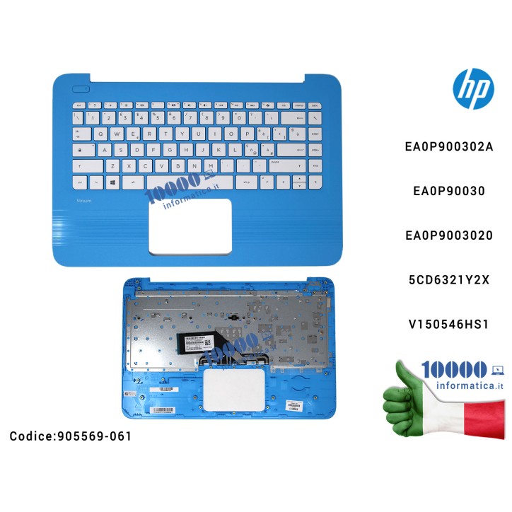 Tastiera Italiana Completa di Top Case Superiore Palmrest HP Stream 14-AX 14-AX000 14-X004 14-AX010 EA0P900302A [AZZURRO] 905569