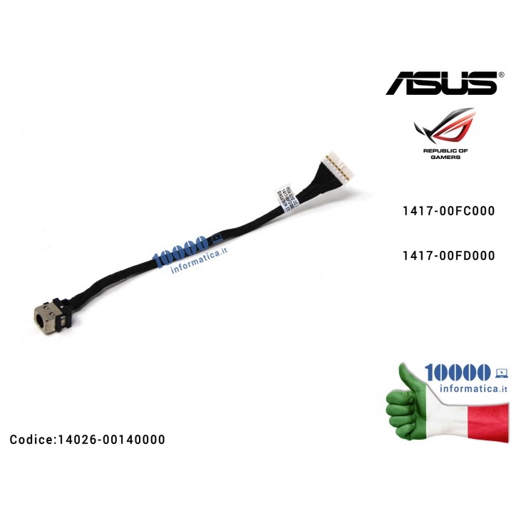 Connettore DC Power Jack ASUS ROG GL753 FX753 FX753VD GL753VD GL753VE 1417-00FC000 1417-00FD000 14026-00140000