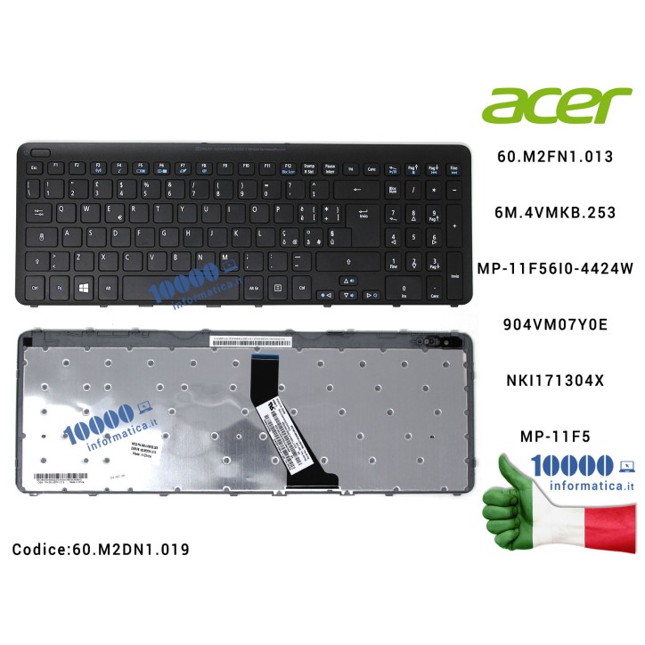 Tastiera Italiana ACER Aspire V5-531 V5-571 V5-531G V5-571G [FRAME NERO] Con Tasto Accensione ON/OFF MP-11F56I0-4424W  904VM07Y0