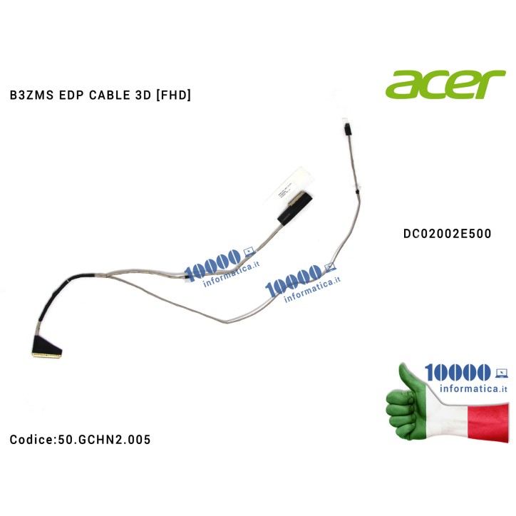 Cavo Flat LCD ACER Aspire S5-371 S5-371T (30 PIN) DC02002E500 B3ZMS EDP CABLE 3D [EDP FHD 2Lane Non-Touch] 50.GCHN2.005 50GCHN2005