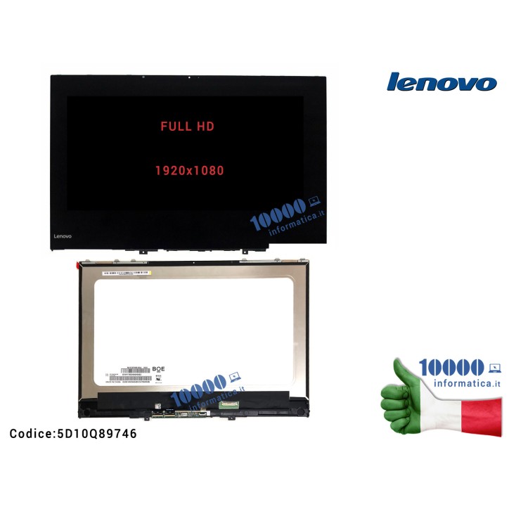 Display LCD con Vetro Touch Screen e Cornice Frame LENOVO Yoga 730-13IKB [FHD]