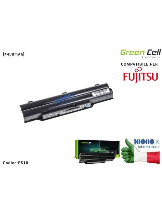 FS10 Batteria CP478214-XX Green Cell Compatibile per FUJITSU LifeBook A530 A531 AH530 AH531 [4400mAh]