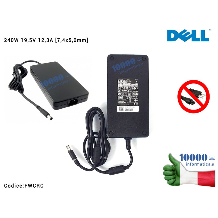 Alimentatore DELL 240W 19,5V 12,3A [7,4x5,0mm] Alienware 15 R2 M17X R1 R2 R3 R4 Precision M4600 M4700 M6400 M6500 M6600 M6700 J2