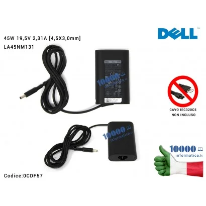 CDF57 Alimentatore DELL 45W 19,5V 2,31A [4,5X3,0mm] Dell XPS 13 (9343) 9Q23 (Murcielago) 13 (1340) L322X L321X (Spyder) Studi...