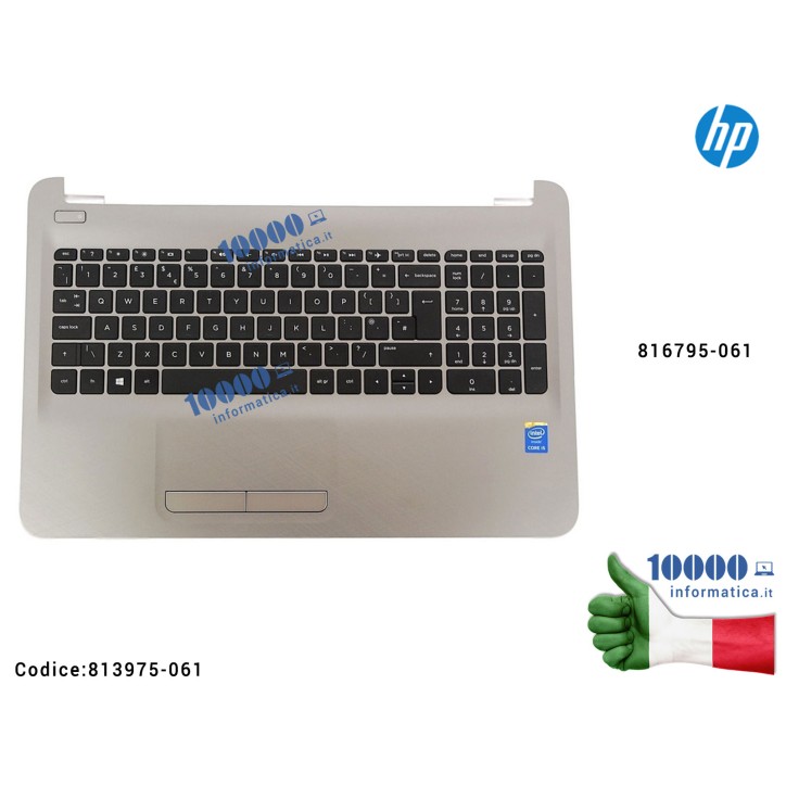 Tastiera Italiana Completa di Top Case Superiore Palmrest HP 15-AC [GRIGIO] 15-AF 15-AY 15-BA 250 G4 255 G4 256 G4 250 G5 255 G5
