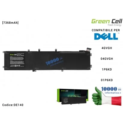 DE140 Batteria 4GVGH Green Cell Compatibile per DELL XPS 15 9550 Precision 5510 [7368mAh] 1P6KD T453X