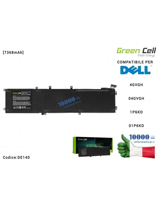 DE140 Batteria 4GVGH Green Cell Compatibile per DELL XPS 15 9550 Precision 5510 [7368mAh] 1P6KD T453X