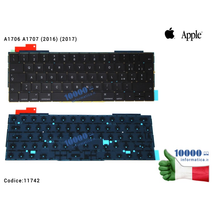 Tastiera Italiana APPLE MacBook Pro 13,3" A1706 A1707 (2016) (2017) [RETROILLUMINATA]