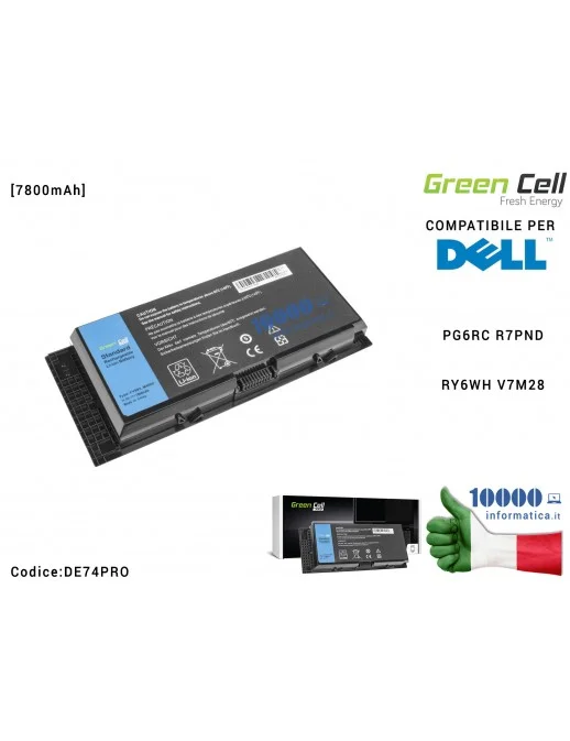 DE74PRO Batteria FVWT4 Green Cell Compatibile per DELL Precision M4600 M4700 M4800 M6600 M6700 [7800mAh] PG6RC R7PNDRY6WH V7M28