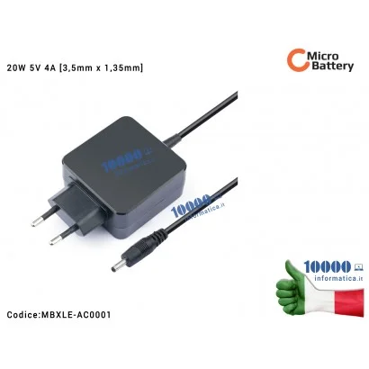 MBXLE-AC0001 Alimentatore MicroBattery Compatibile per LENOVO 20W 5V 4A [3,5mm x 1,35mm] 100S-11IBY (80R2) Miix 310-10ICR (80...