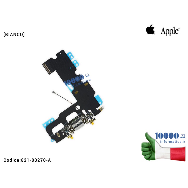 Connettore di Ricarica Lightning APPLE iPhone 7 7G [BIANCO] (A1660) (A1778) (A1779) 821-00270-A Dock Cuffie Microfono Antenna Ca