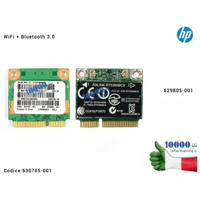 630705-001 Scheda Wireless WiFi 630705-001 WLAN + Bluetooth 3.0 802.11 Bgn 150M b/g/n Mini PCI-E Card 629805-001