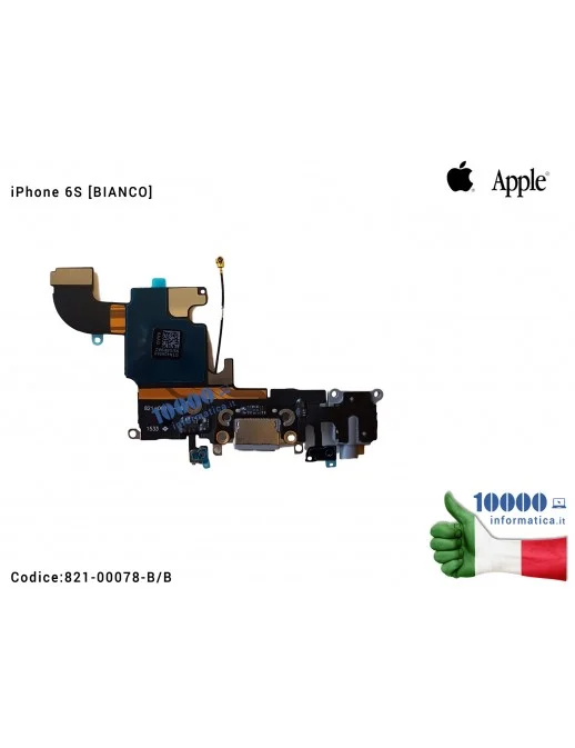 821-00078-B/B Connettore di Ricarica Lightning APPLE iPhone 6S [BIANCO] 821-00078-B Dock Cuffie Microfono Antenna Cavo Flex C...