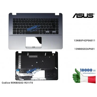 Tastiera Italiana Completa di Top Case Superiore ASUS VivoBook X505B (Star Grey) X505BA X505BP F505BA S505BA F505B X505B [SILVER] 13NB0F42P06011 13NB0G02AP601