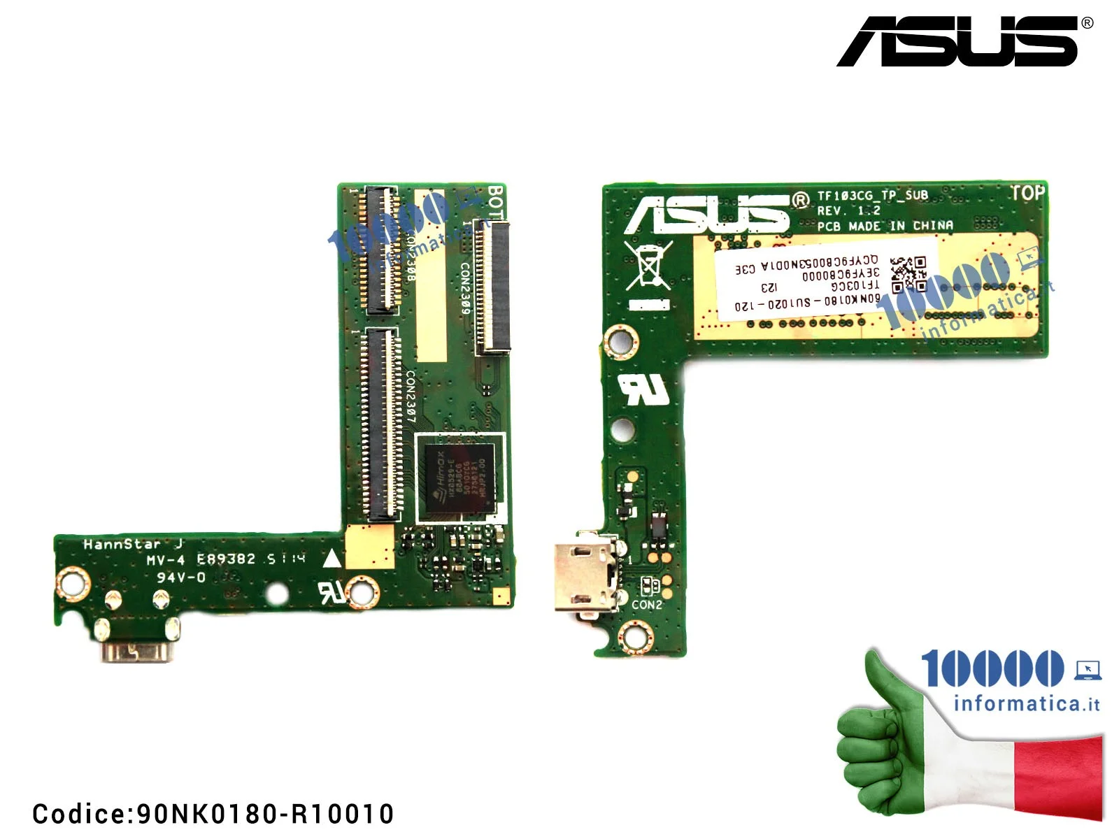 90NK0180-R10010 Connettore USB DC Power Board ASUS Transformer Pad TF103CG