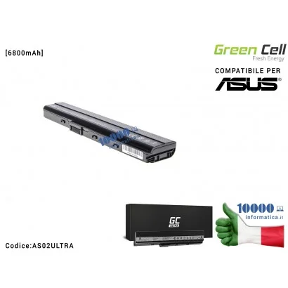 AS02ULTRA Batteria A32-K52 Green Cell ULTRA Compatibile per ASUS K52 K52J K52F K52JC K52JR K52N X52 X52J A52 A52F [6800mAh]