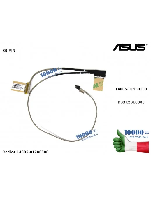 14005-01980000 Cavo Flat LCD ASUS VivoBook E200 E200H E200HA X206 X206H X206HA DDXK2BLC000 14005-01980100 14005-01980000