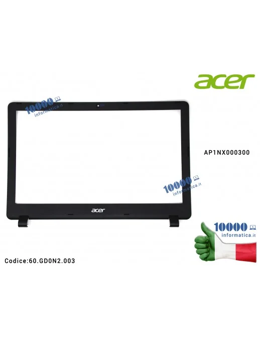 60.GD0N2.003 Cornice Display Bezel LCD [NERA] ACER Extensa 2540 Aspire ES1-523 ES1-524 ES1-532G ES1-533 ES1-572 AP1NX000300 6...