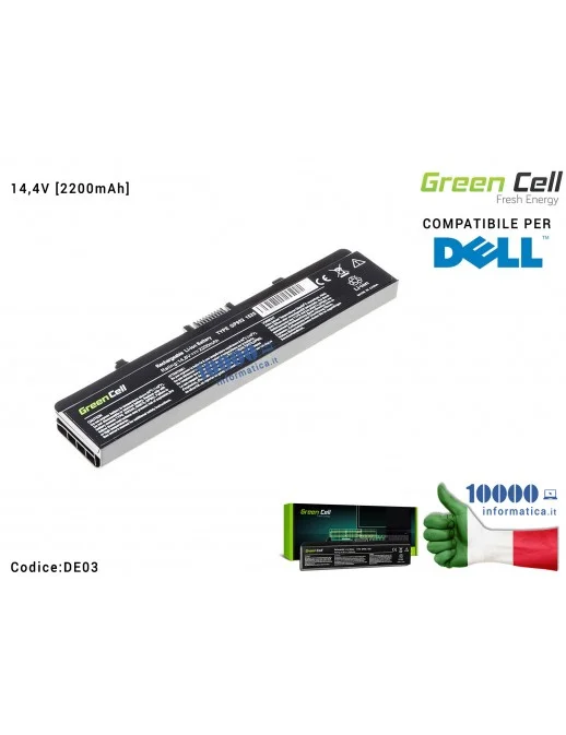 DE03 Batteria 0RN873 Green Cell Compatibile per DELL (14,8V) Inspiron 1525 1526 1545 1546 PP29L PP41L [2200mAh]