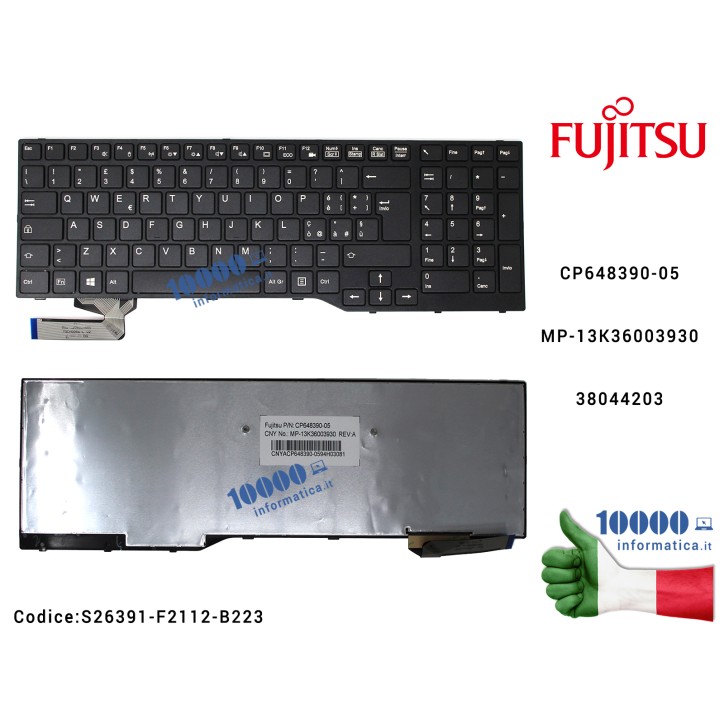 Tastiera Italiana FUJITSU LifeBook A555 A555G A557 A357 S26391 CP648390 CP648390-03 CP648390-05 MP-13K36003930 38044203