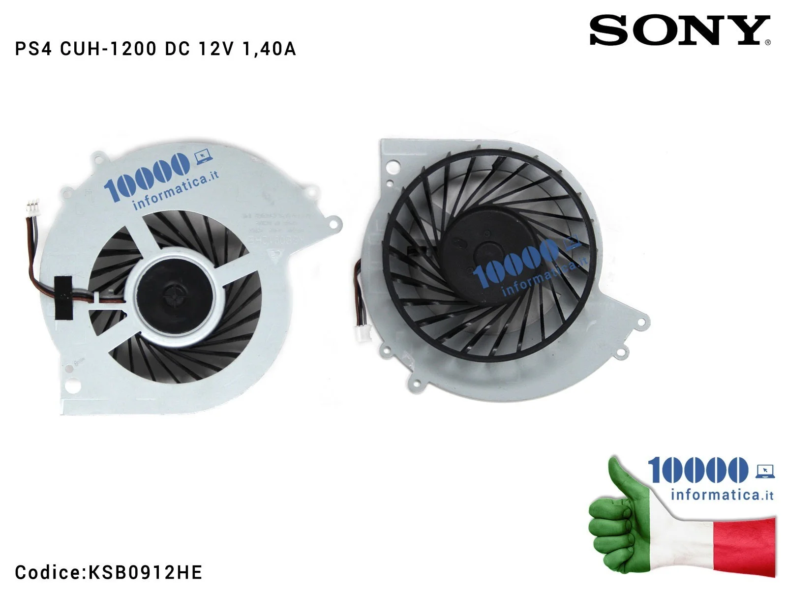 12074 Ventola di Raffreddamento Fan CPU SONY PlayStation 4 PS4 CUH-1200 DC 12V 1.40A KSB0912HE 12074 Ventola di Raffreddamento Fan CPU SONY PlayStation 4 PS4 CUH-1200 DC 12V 1.40A KSB0912HE
