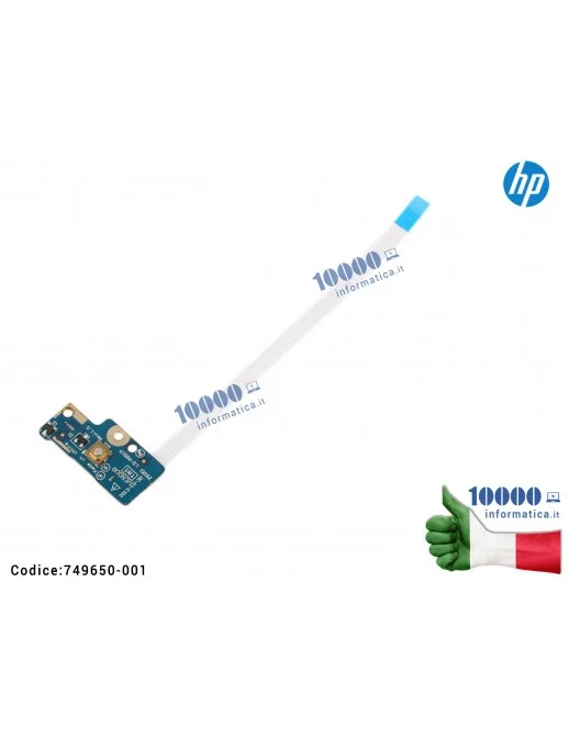 749650-001 Power Switch Button Board HP 15-R 15-G Series LS-A991P 749650-001 455MKL32L01 Pulsante Tasto Accensione Power Boar...
