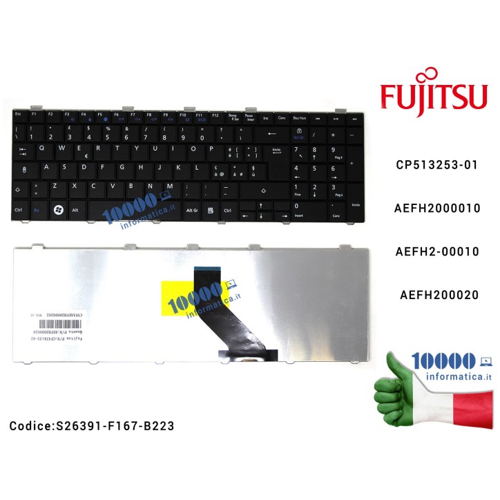 Tastiera Italiana FUJITSU LifeBook A530 AH530 AH531 NH751 CP513253-01 AEFH2000010 AEFH2-00010 AEFH200020