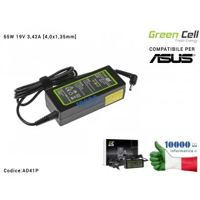 AD41P Alimentatore Green Cell PRO 65W 19V 3,42A [4,0x1,35mm] Compatibile per ASUS VivoBook S200 Zenbook UX21 UX32