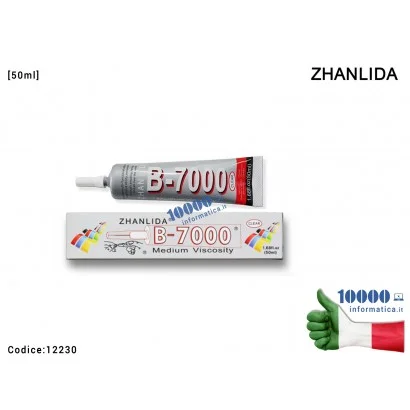 12230 Colla Multiuso ZHANLIDA B-7000 [50ml] Glue B7000 Gel Trasparente Adesivo per Riparazioni Cellulari Frame Touch Screen D...