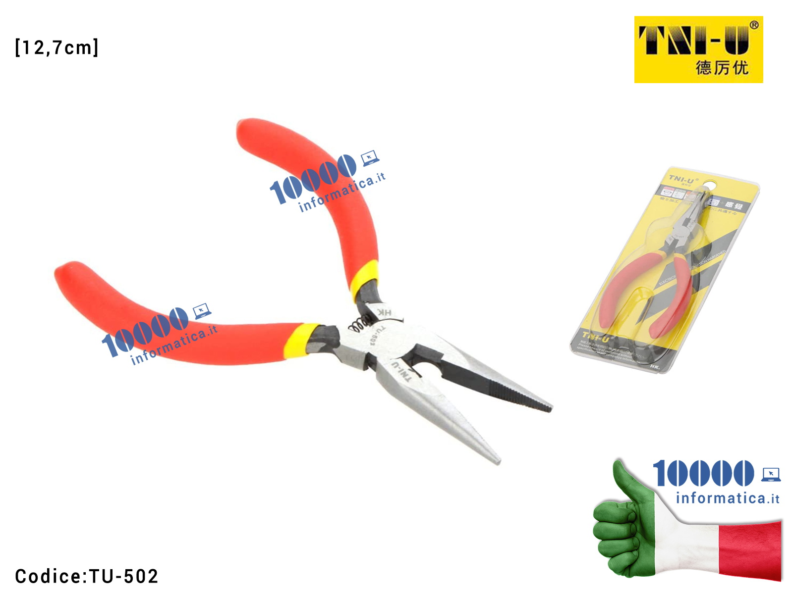 Mini Pinza Becchi Lunghi TNI-U TU-502 Alto Tenore di Carbonio Acciaio Inox (12,7 - Picture 1 of 1