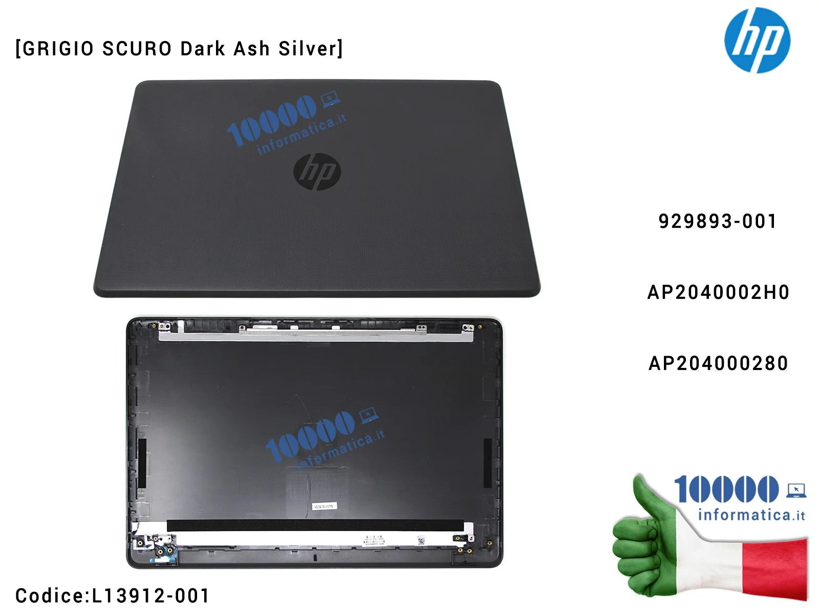 L13912-001 Cover LCD [Dark Ash Silver] HP Pavilion 15-BS 15-BW 250 G6 255 G6 TPN-C129 TPN-C130 (GRIGIO SCURO) AP2040002H0 929...