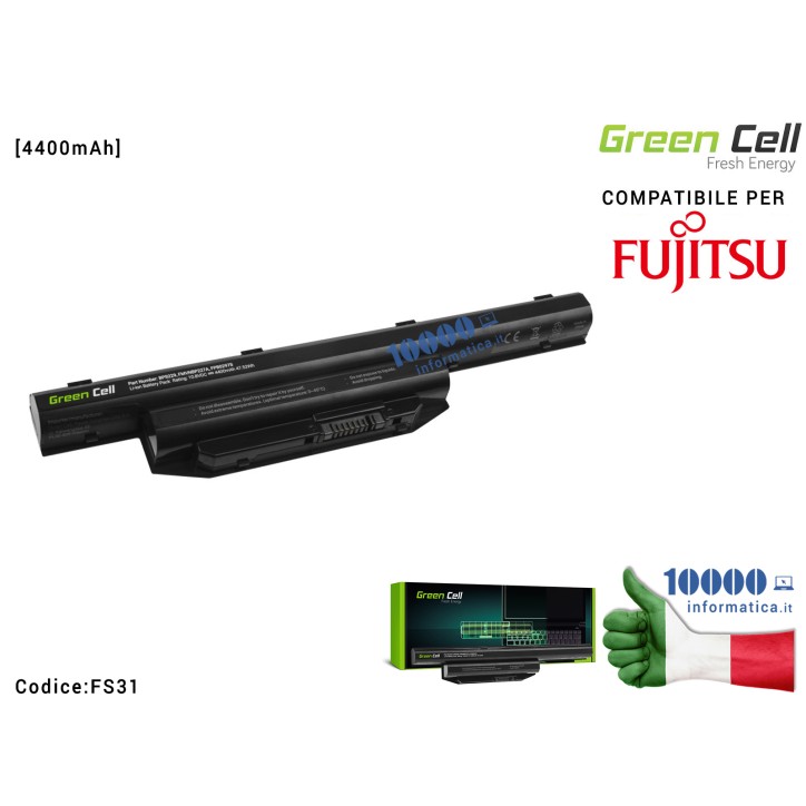 Batteria BPS229 Green Cell Compatibile per FUJITSU LifeBook A514 A544 A555 AH544 AH564 E547 E554 E733 E734 E743 E744 E746 E753 E