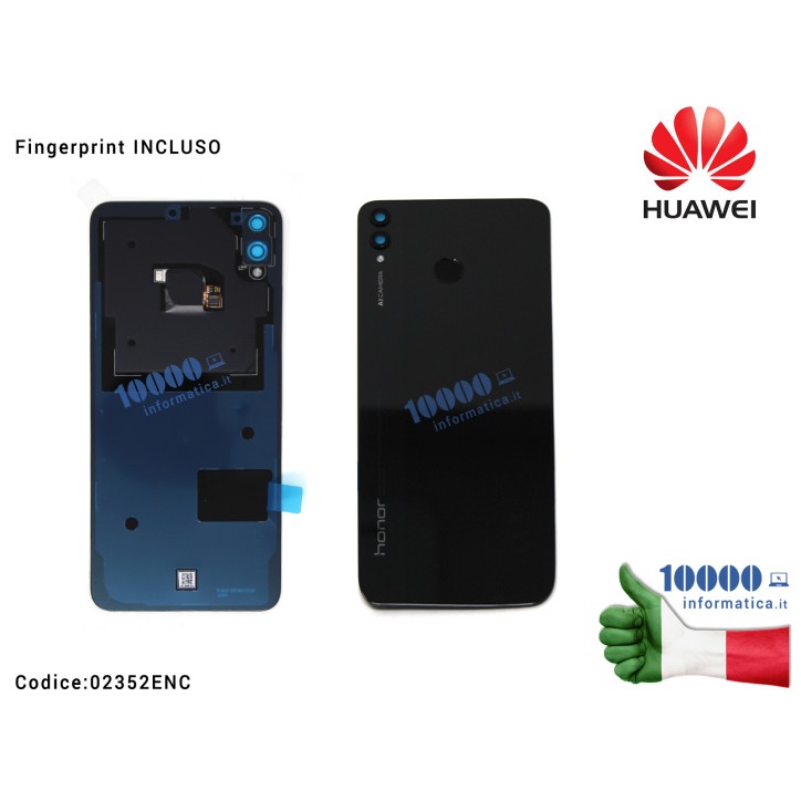 Back Cover Posteriore Batteria [NERO] HUAWEI Honor 8X (JSN-L21C) Honor 8X (JSN-L21D) completo di Fingerprint