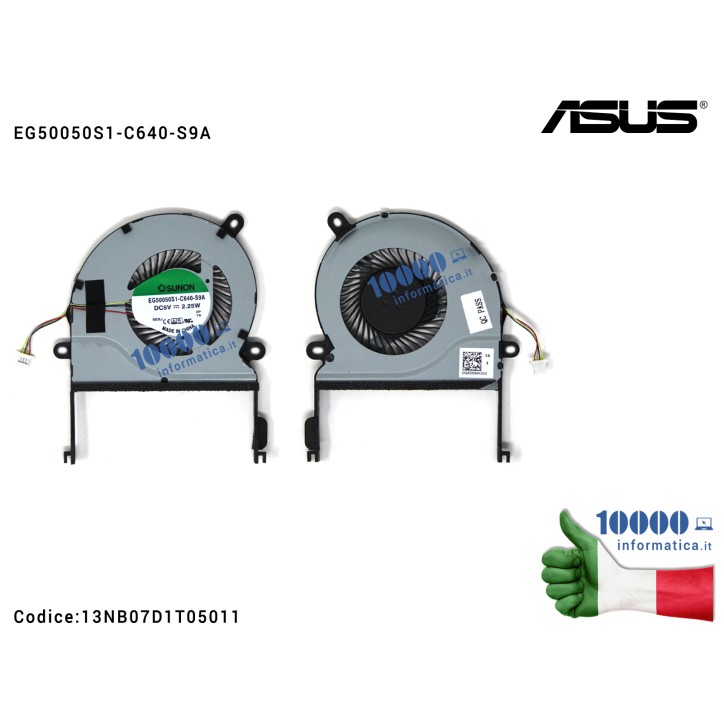 Ventola Fan CPU ASUS ZenBook UX501J UX501JW N501J N501JM N501JW N501V N501VW EG50050S1-C640-S9A 13NB07D1T05011