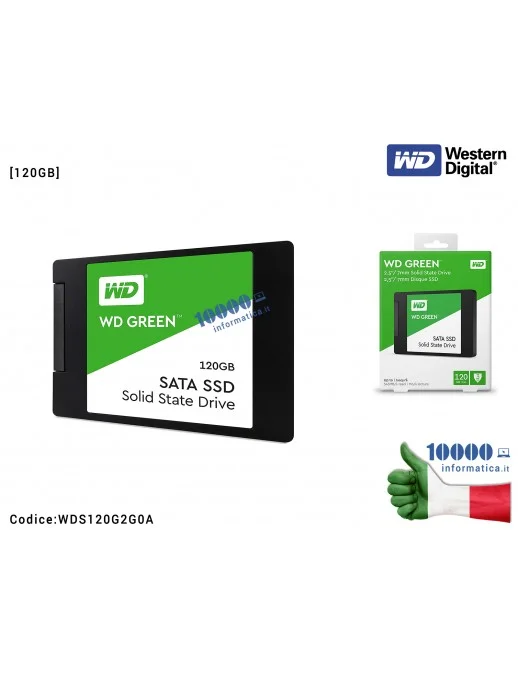 WDS120G2G0A SSD Western Digital 120GB Verde WD GREEN Hard Disk Interno 2,5'' SATA WDS120G2G0A