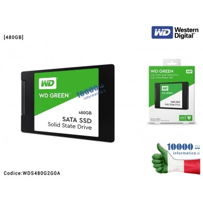 WDS480G2G0A SSD Western Digital 480GB Verde WD GREEN Hard Disk Interno 2,5'' SATA WDS480G2G0A