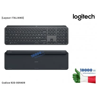 920-009409 Tastiera LOGITECH MX Keys [Layout ITALIANO] Wireless Retroilluminata QWERTY (IT) Bluetooth senza fili con ricarica...