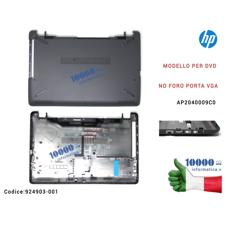 Bottom Case Scocca Inferiore [Smoke Gray] HP Pavilion 15-BS 15-BW 250 G6 255 G6 TPN-C129 TPN-C130 (GRIGIO FUMO) AP2040009C0 (MOD