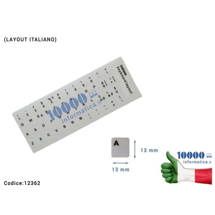 Kit Adesivi Tasti Stickers Bianchi Layout Italiano Adesivo per Tastiera Notebook IT [BIANCO]