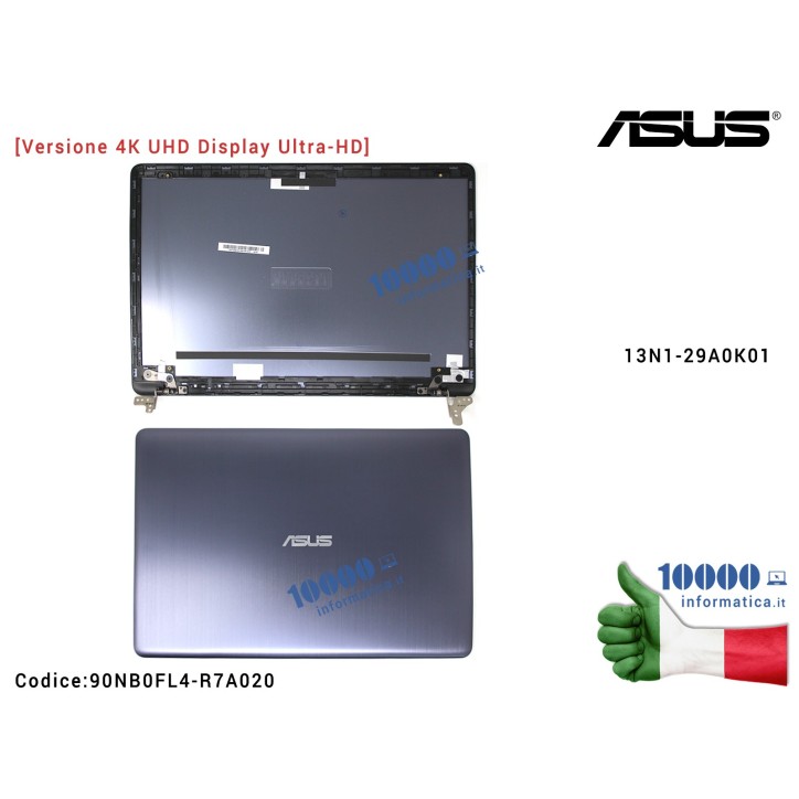 Cover LCD [Versione UHD 4K Ultra-HD] ASUS VivoBook Pro 15 X580 (SLATE GRAY) N580V N580VD N580 X580VD X580VN X580GD 13N1-29A0K01 