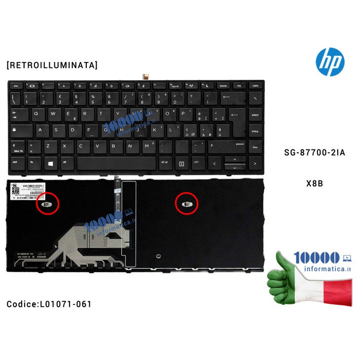 Tastiera Italiana Retroilluminata HP ProBook 430 G5 440 G5 445 G5 SG-87700-2IA X8B L01071-061