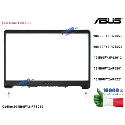 90NB0FY2-R7B010 Cornice Display Bezel LCD [Versione Full-HD] ASUS VivoBook X510 S510 (NERA) S510U S510UA S510UN S501UR X510U ...
