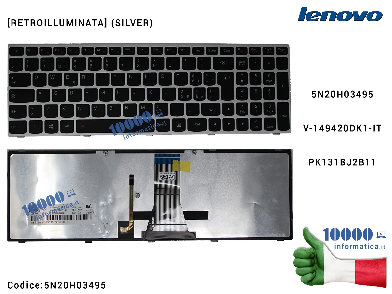 De-Nero tastiera senza illuminazione COMP z50-70 per Lenovo IdeaPad z50 