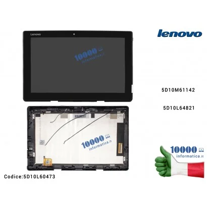5D10L60473 Display LCD con Vetro Touch Screen e cornice Frame LENOVO Miix 310 Miix 310-10ICR (80SG) 10,1'' 5D10M61142 5D10L64821