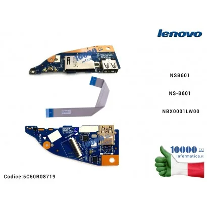 5C50R08719 Interruttore di Alimentazione USB SD Board + Cavo LENOVO Yoga 530-14IKB (81EK) Flex 6-14IKB (81EM) NSB601 NS-B601 ...