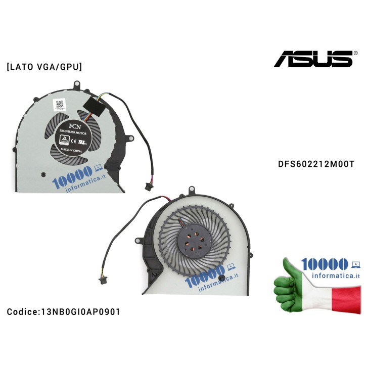 Ventola di Raffreddamento Fan GPU ASUS ROG STRIX SCAR FX503 GL503 FX503V FX503VM GL503V GL503VM GL703V GL703VM DFS602212M00T