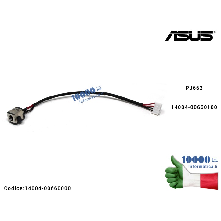 Connettore di Alimentazione DC Power Jack PJ662 ASUS X55A X55C X55U X55V X55VD F55A F55C F55U F55V F55VD Q500A 14004-00660100