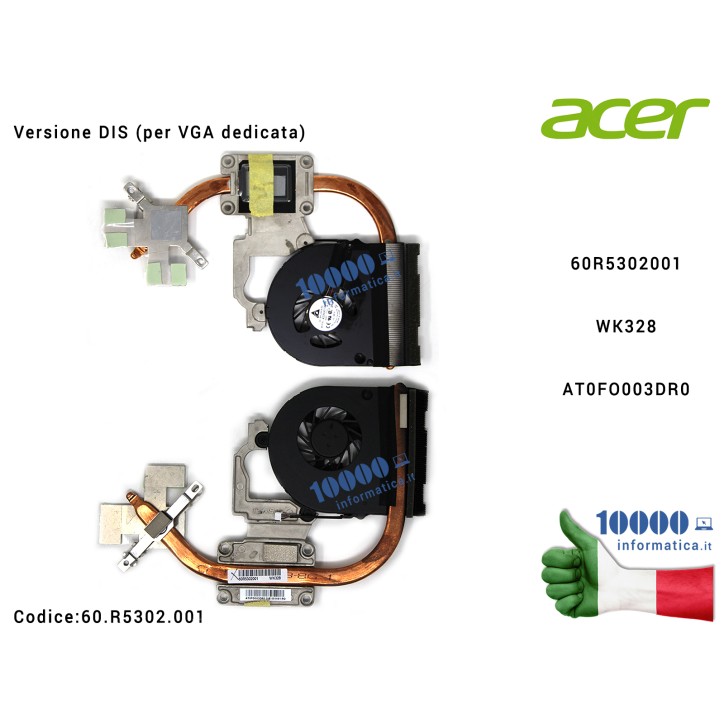 Ventola di Raffreddamento Fan CPU + Dissipatore Heatsink [DIS] ACER Aspire 5742G 5742ZG Packard Bell EasyNote TK85 TK87 Gatway N