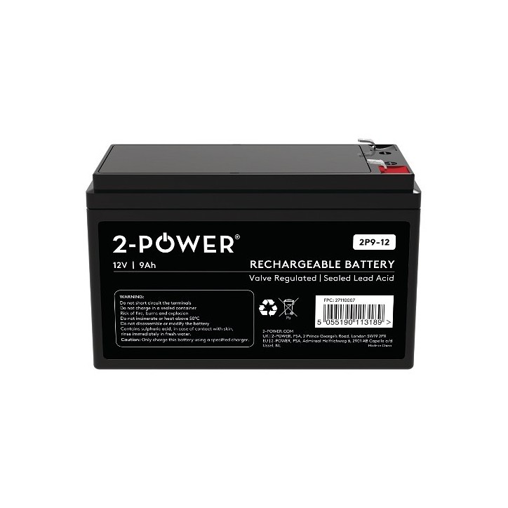 2P9-12 2-Power 12V 9Ah VRLA Batteria Adatto per Multiple UPS Applications